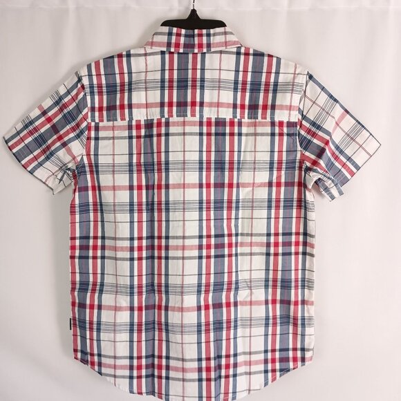 Eddie Bauer Boys Plaid Button Front Shirt M Salsa Red Cotton NWT New - Picture 3 of 5